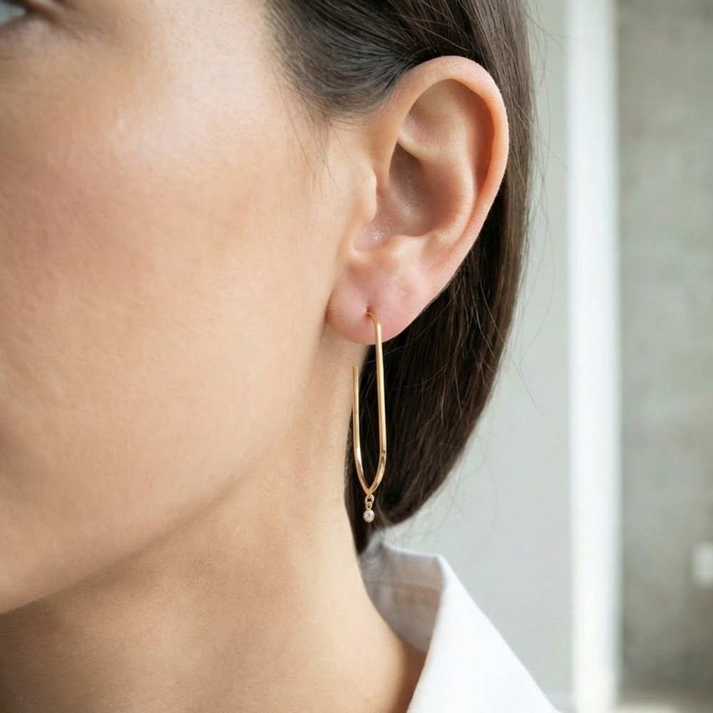 Secret Box Gold Dipped Cz Thin Hoop Earrings