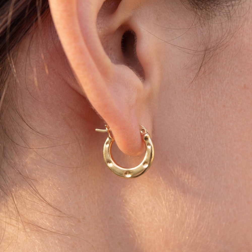 14K Gold Dipped Cz Horseshoe Hoop Earrings