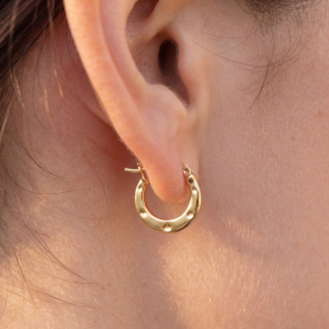 14K Gold Dipped Cz Horseshoe Hoop Earrings
