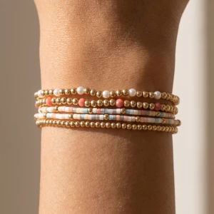 Pearl Accent Beaded Stretch Bracelet Set