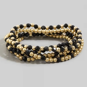 Crystal Ball Bead Multi Strand Stretch Bracelet