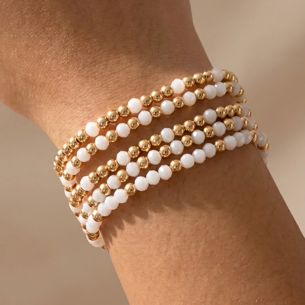 Ball Bead Crystal Stretch Bracelet Set