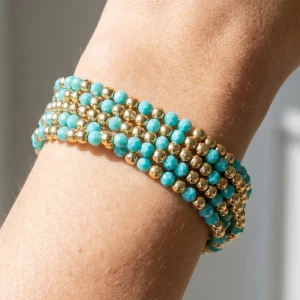 Crystal Ball Bead Multi Strand Stretch Bracelet