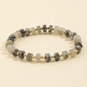 Semi Precious Disc Bead Stretch Bracelet