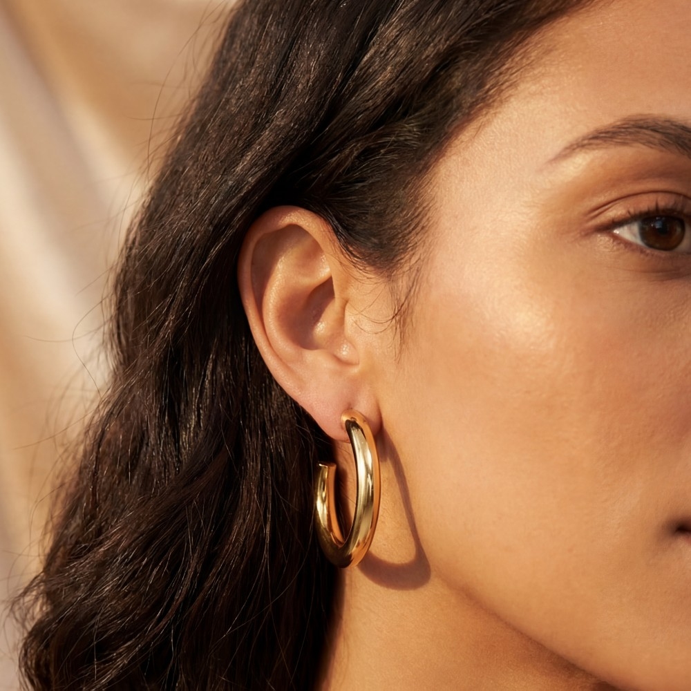 Secret Box 50Mm Gold Dipped Hoop Earrings