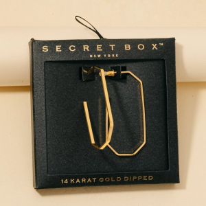 Secret Box Gold Dipped Long Oval Hoop Earrings