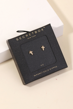 Gold Dipped Mini Cross Stud Earrings