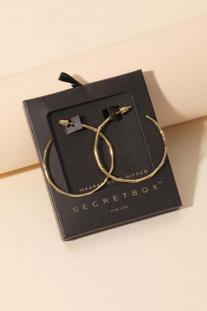 Secret Box Thin Bamboo Open Hoop Earrings