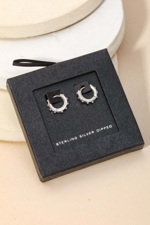 Mini Ball Bead Hoop Huggie Earrings