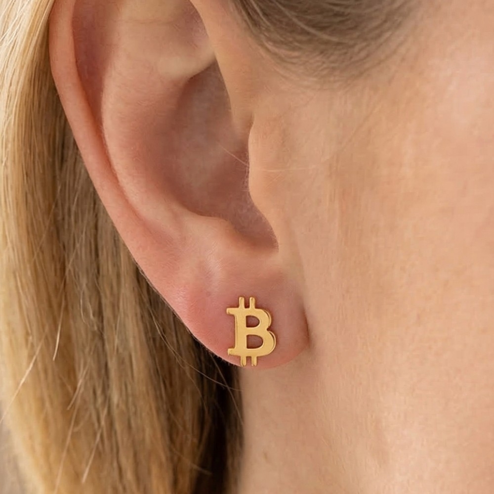 Secret Box Mini Bitcoin Stud Earrings