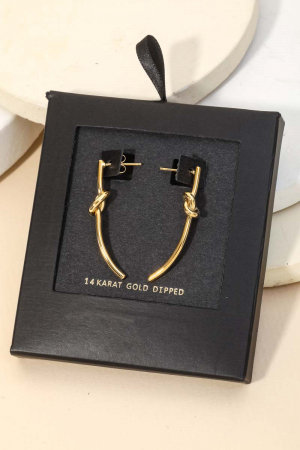 Gold Dipped Knot Bar Drop Earrings