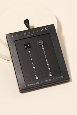 Secret Box Dainty Chain Stud Drop Earrings