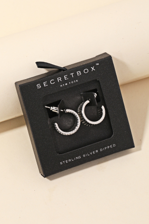 Secret Box Mini Metallic Ribbed Hoop Earrings