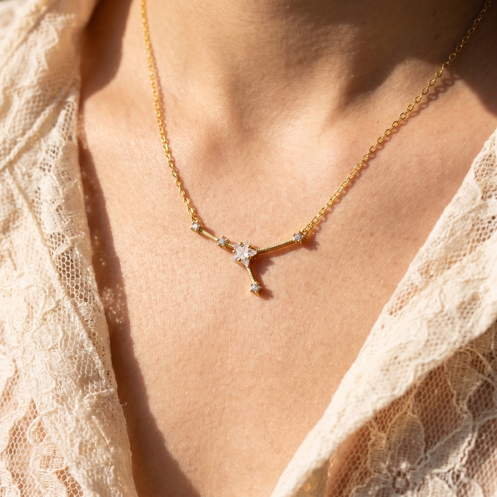 14K Gold Dipped Cancer Constellation Cz Necklace
