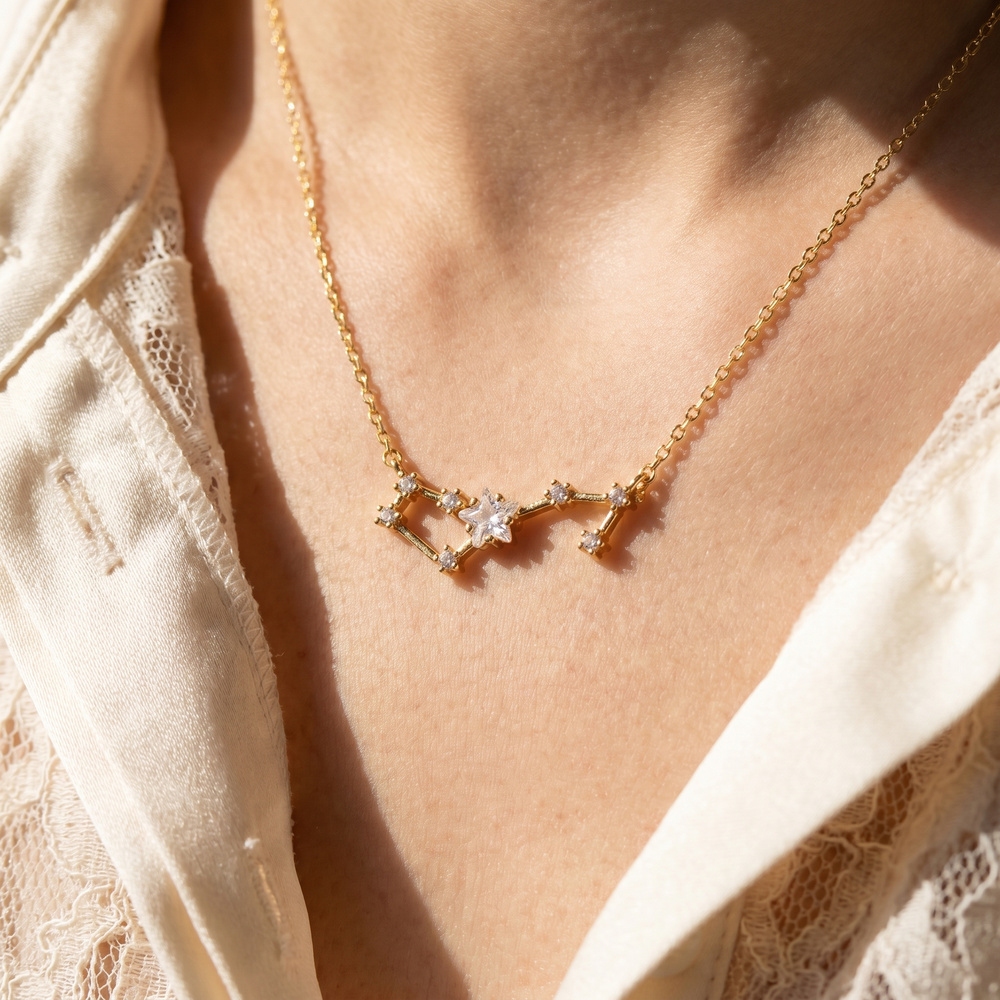 14K Gold Dipped Scorpio Constellation Cz Necklace