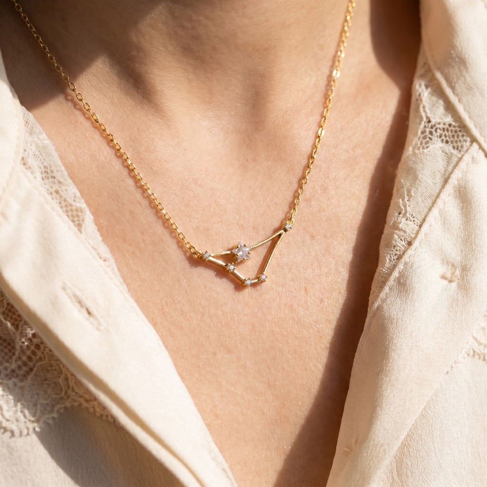 14K Gold Dipped Capricorn Constellation Cz Necklace