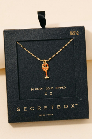 Gold Dipped Secret Box Wine Glass Necklace