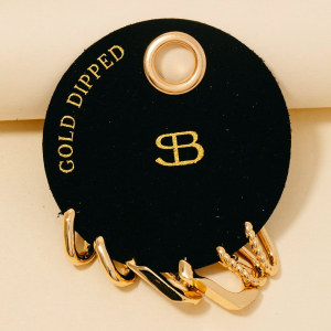 Secret Box Gold Dipped 3 Pair Oval Hoop Earrings Set
