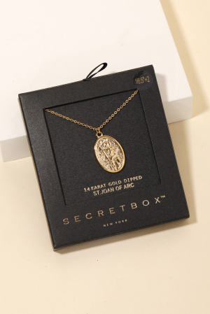 Gold Dipped St Joan Of Arc Pendant Necklace