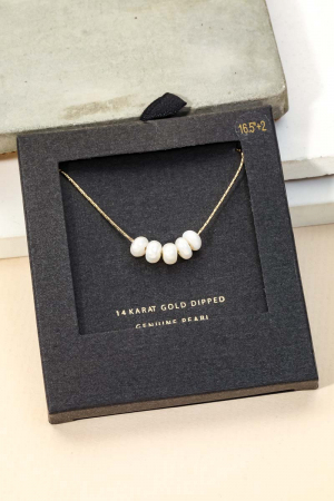 Chain Link Genuine Pearl Charm Necklace
