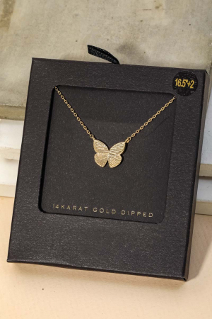 Gold Dipped Butterfly Pendant Necklace