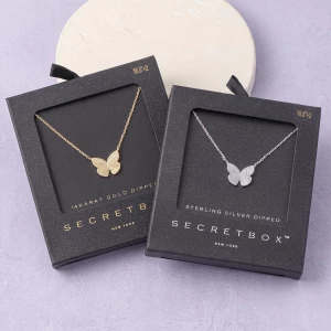 14K Gold Dipped Textured Butterfly Pendant Necklace