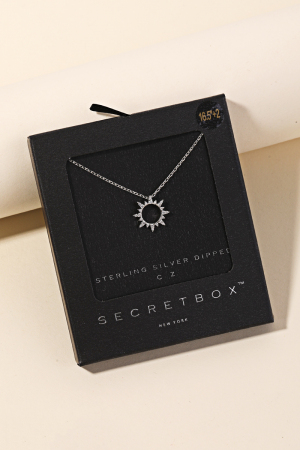 Secret Box Pave Circle Sun Charm Necklace