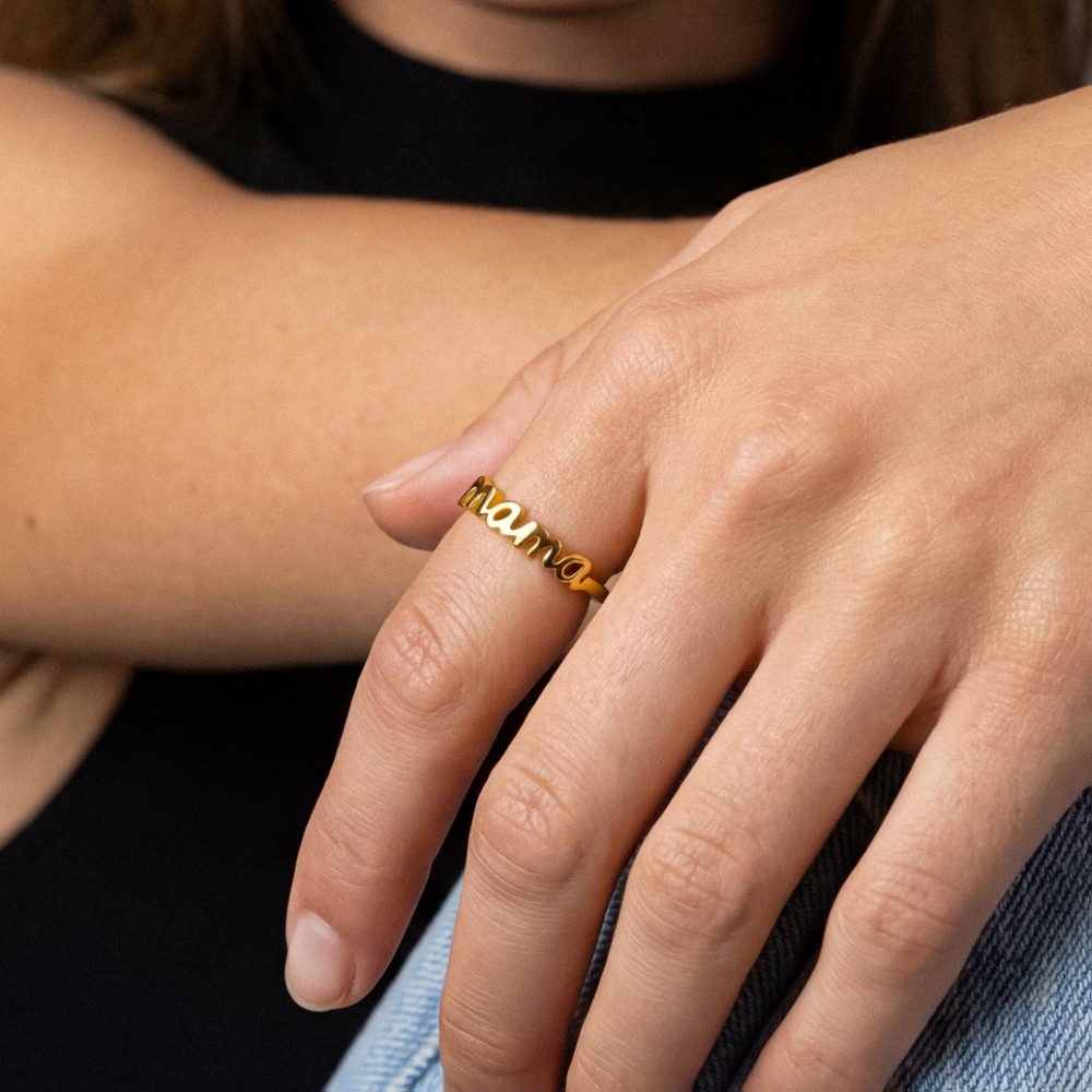 Secret Box Gold Dipped Mama Print Ring