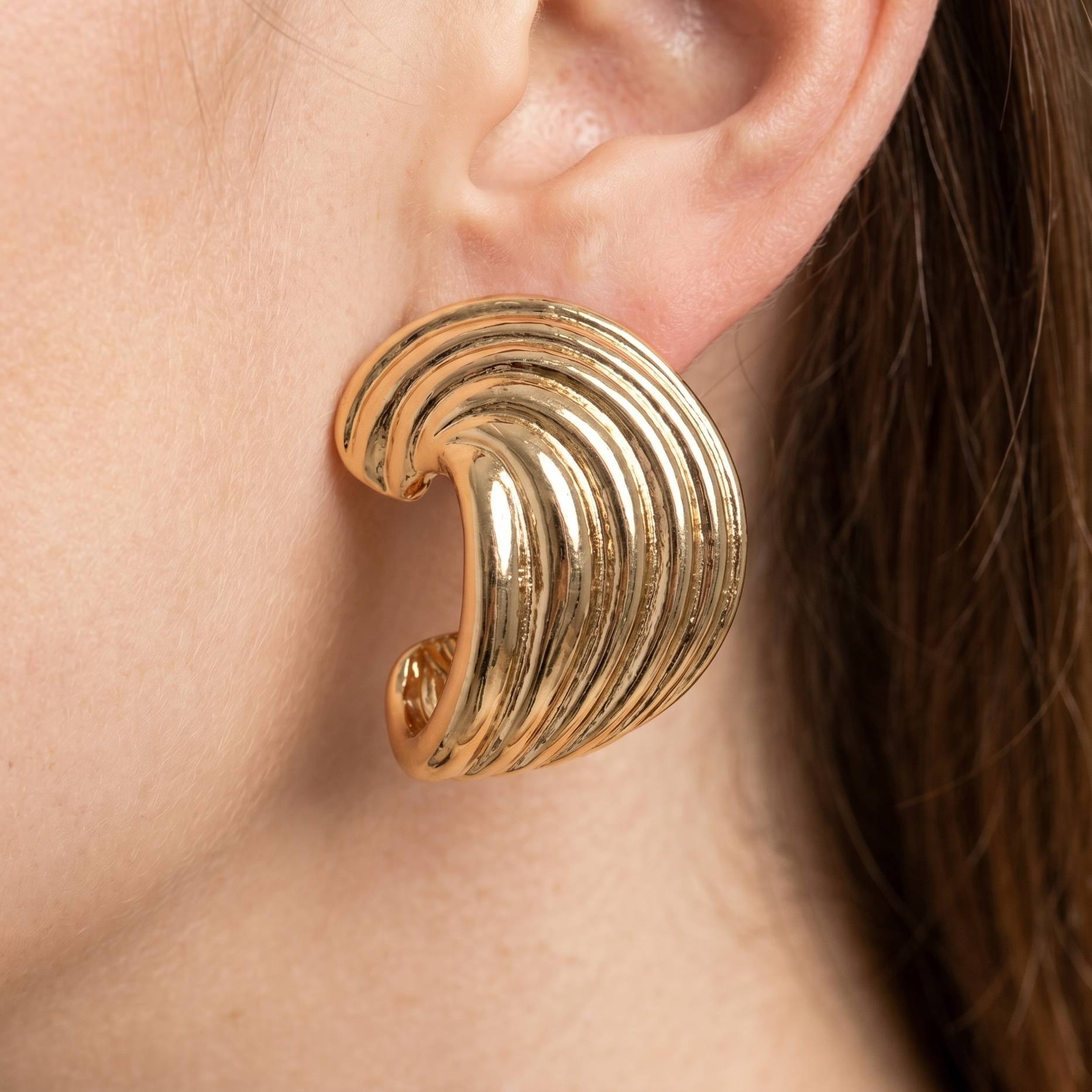 Secret Box Gold Dipped Layered Spiral Stud Drop Earrings