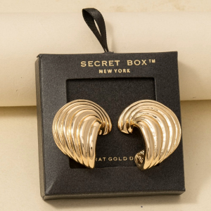 Secret Box Gold Dipped Layered Spiral Stud Drop Earrings