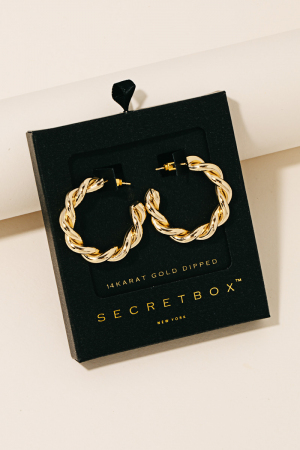 Secret Box Gold Dipped Braided Hoop Earrings