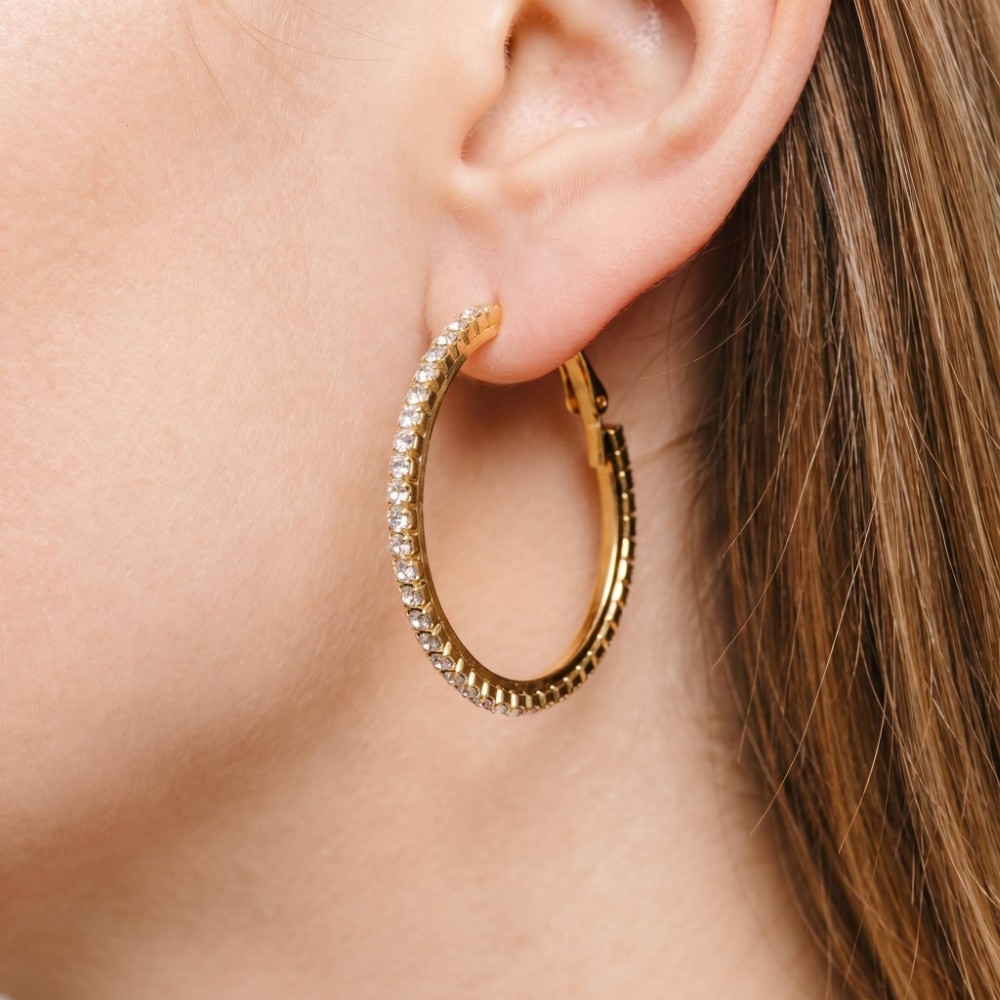 Gold Dipped Cz Inside-Out Hoop Earrings
