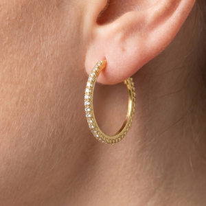 14K Gold Dipped Cz Inside Out Hoop Earrings