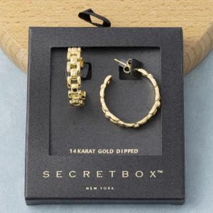 14K Gold Dipped Watch Band Link Hoop Earrings