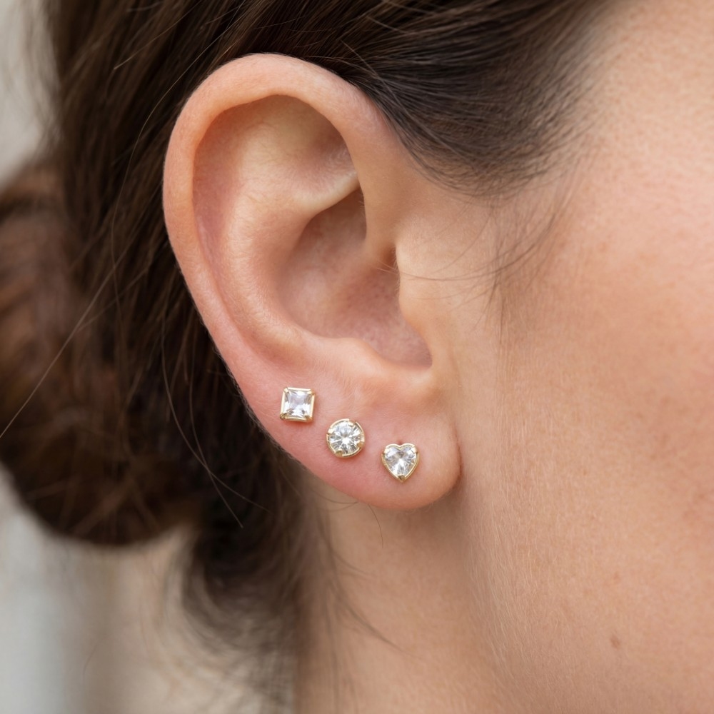 Secret Box Gold Dipped Mixed Shape Stud Earrings Set