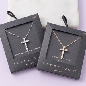 14K Gold Dipped Cz Cross Pendant Necklace