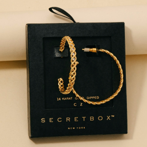 Secret Box Gold Dipped Woven Wire Hoop Earrings