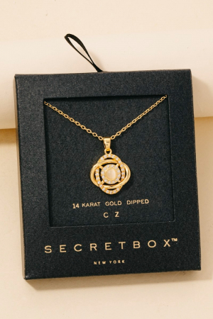 Secret Box Gold Dipped Intricate Cz Pave Spinner Necklace