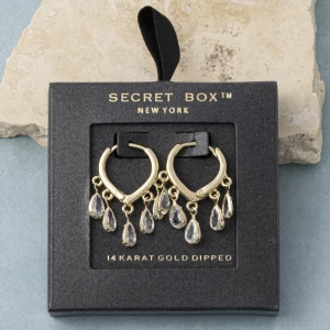14K Gold Dipped Teardrop Fringe Heart Hoop Earrings