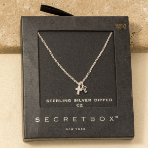 Secret Box Gold Dipped Cz Cross Pendant Necklace