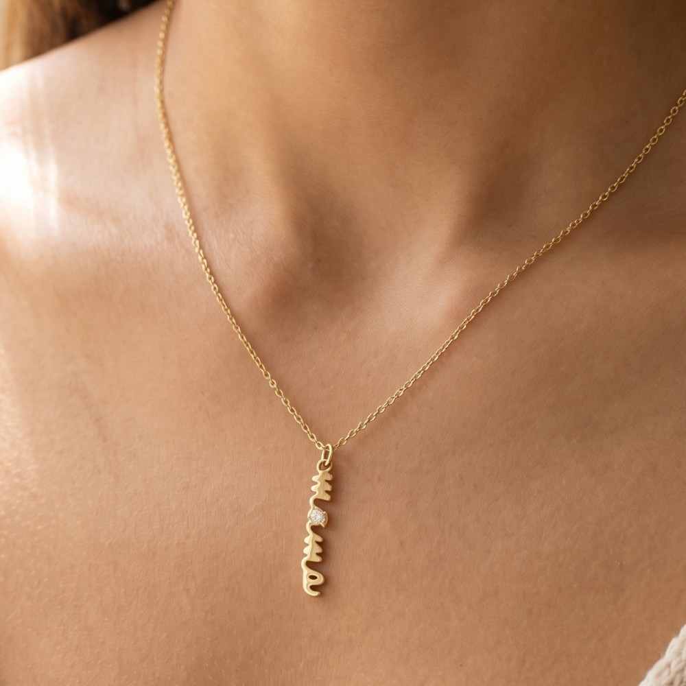 14K Gold Dipped Mama Script Pendant Necklace