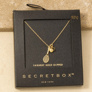 Secret Box Gold Dipped Tennis Theme Pendant Necklace