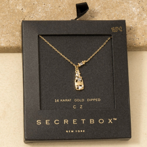 Secret Box Gold Dipped Cz Champagne Pendant Necklace