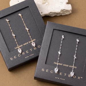 Cz Station Chain Threader Drop Earrings