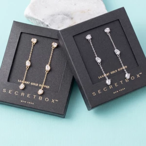 Multi Shape Cz Bezel Station Drop Earrings