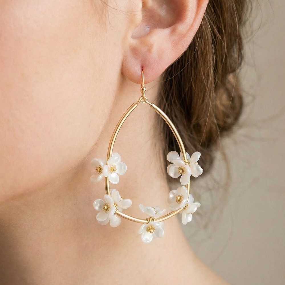 Acrylic Floral Teardrop Dangle Earrings