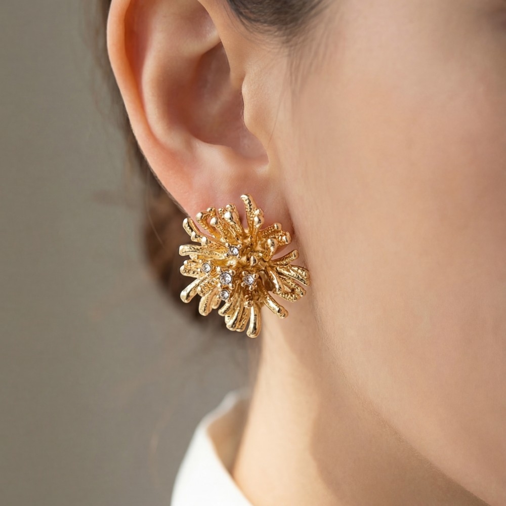 Sea Coral Reef Stud Metallic Earrings