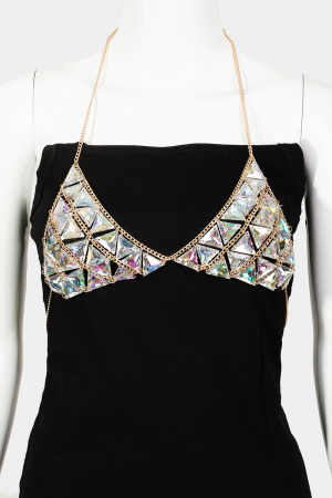 Triangle Rhinestone Bra Body Chain