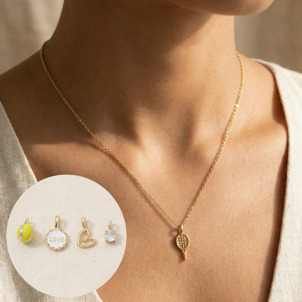 Assorted Five Piece Tennis Love Charms Necklace