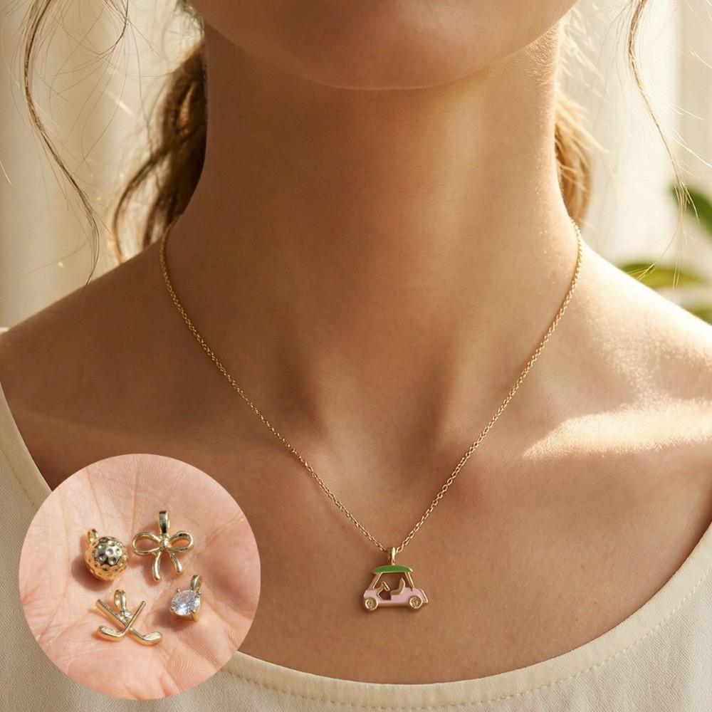 Assorted Five Piece Golf Theme Charms Necklace